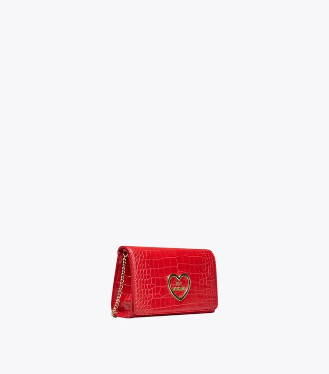 Stylish Italian Leather Wallet for Women with Chain Closure and Logo Detail
