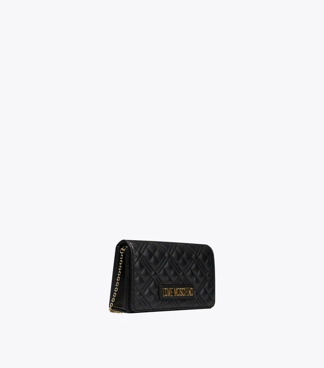 Vintage Quilted Leather Wallet for Women with Chain Closure
