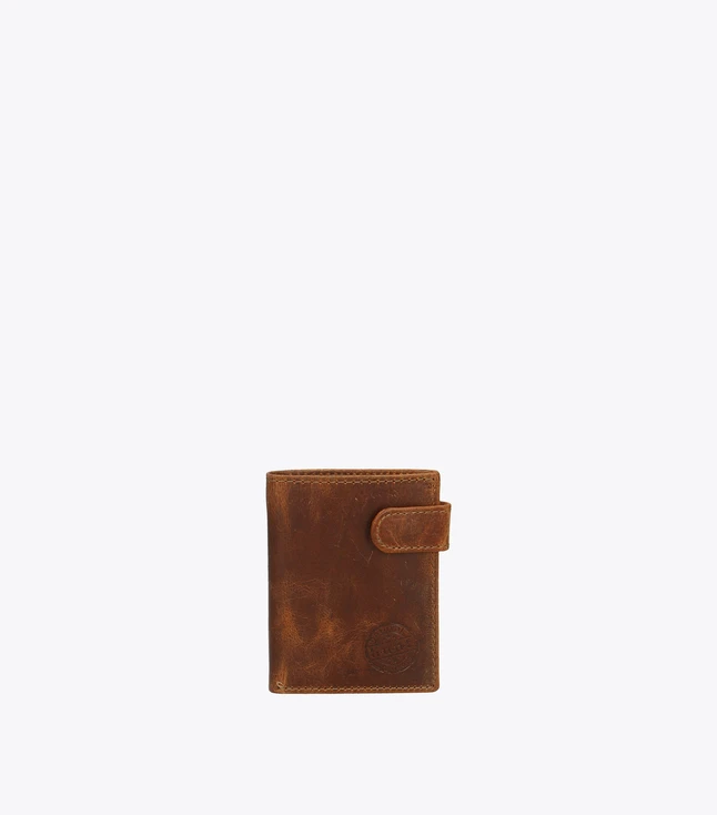 Vintage Leather Men's Wallet with Magnetic Button Closure for Daily Use
