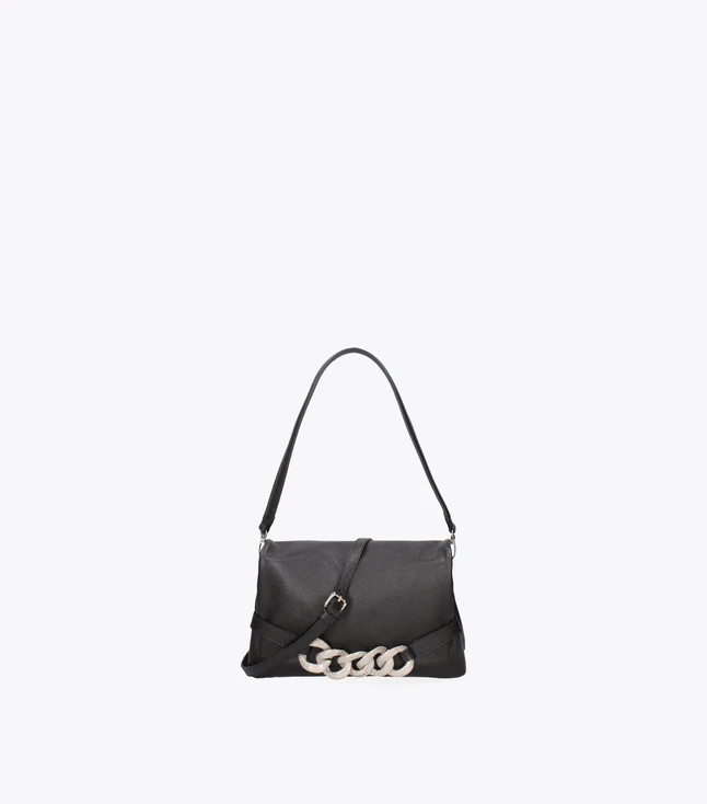 Minimalist Leather Shoulder Bag for Women with Zipper Closure and Inner Pockets
