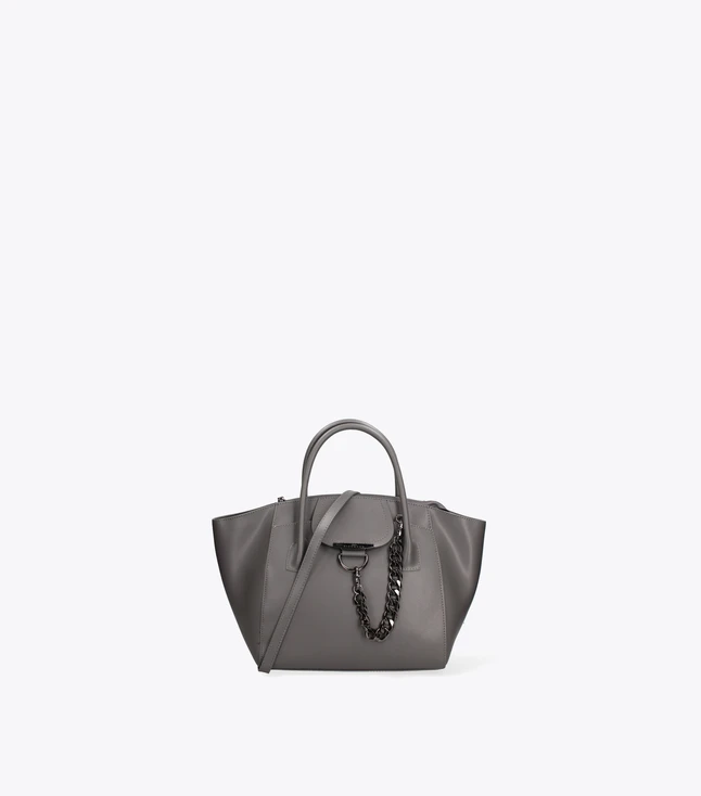 Elegant Leather Tote Bag with Chain Accent And Top Handles for Daily Use
