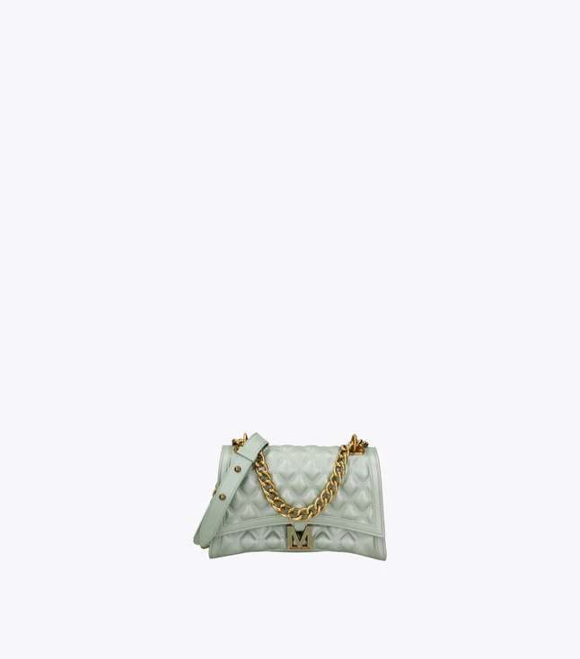Matelasse Leather Quilted Crossbody Bag with Chain Strap for Evening