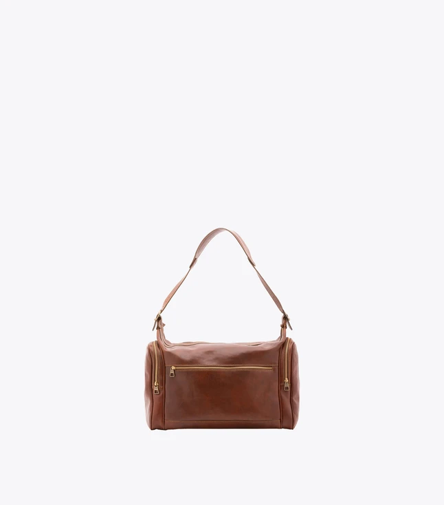Vintage Leather Softball Tote Bag with Multi-Functional Pockets for Women
