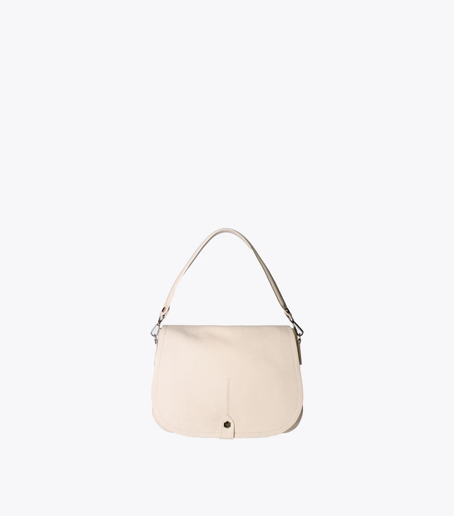 Minimalist Leather Shoulder Bag for Women with Zip Closure and Adjustable Strap
