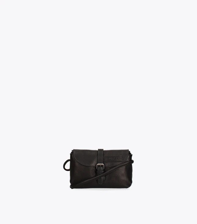 Leather Compact Crossbody Bag for Everyday Use with Buckle Flap