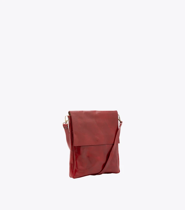 Vintage Leather Shoulder Bag for Women with Zipper Closure and Internal Pockets
