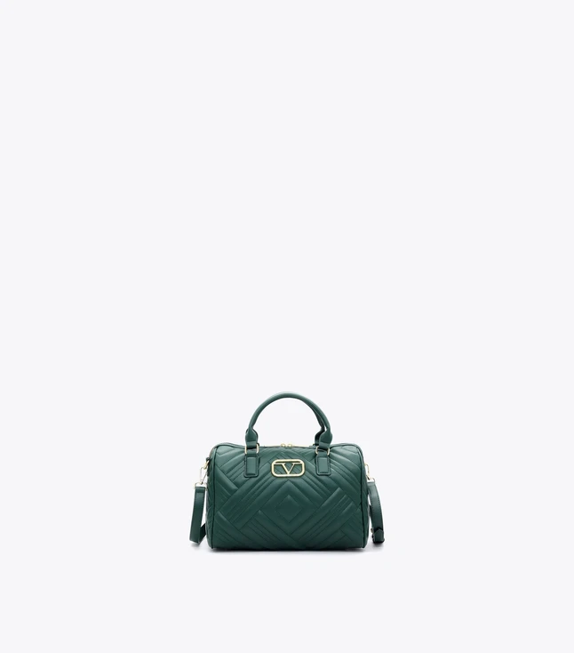 Quilted Leather Top Handle Bag with V Logo for Daily Essentials