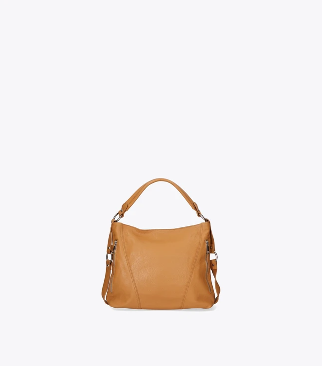 Stylish Italian Leather Shoulder Bag with Front Pockets and Removable Strap for Women
