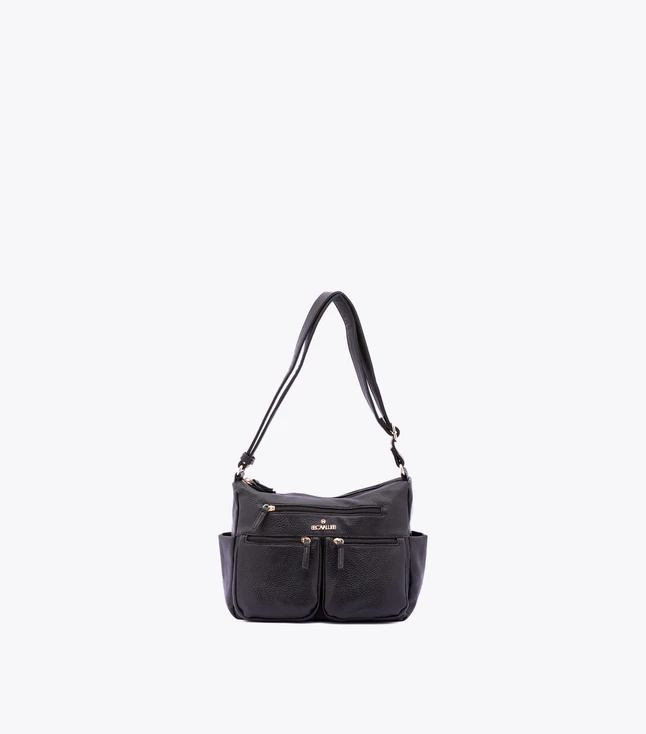 Minimalist Leather Crossbody Bag for Women with Twist Lock Closure and Removable Handle
