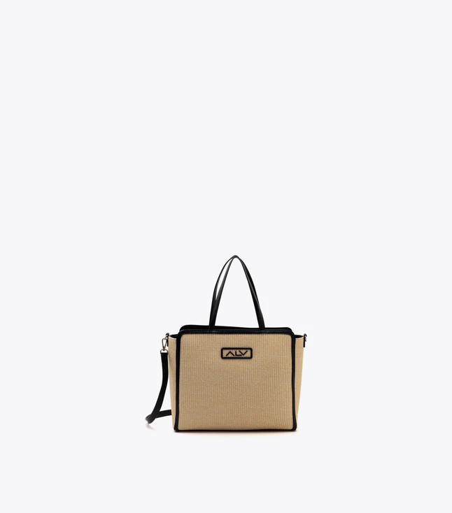 Woven Straw Tote Bag with Top Handles and Removable Crossbody for Everyday Use