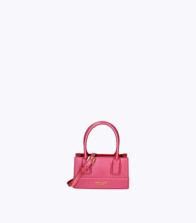 Mini Satchel Handbag Leather Top Handle Detachable Strap for Daily Use