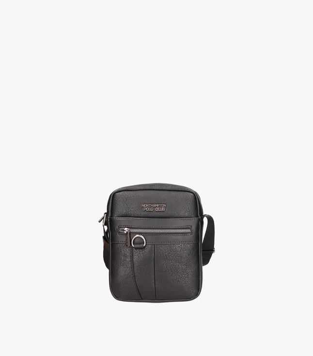 Casual Nylon Men's Shoulder Bag with Single Compartment and PU Leather Details
