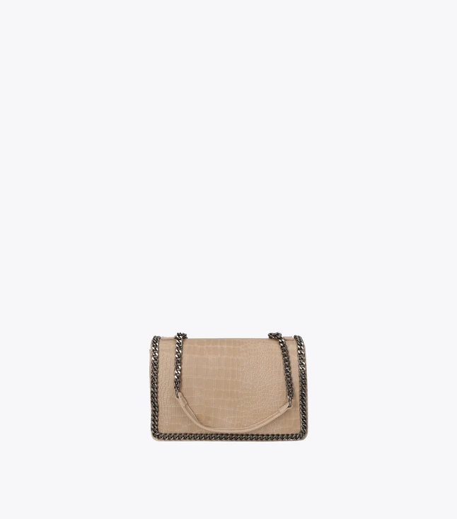 Elegant Leather Clutch with Chain and Back Zip Pocket for Women
