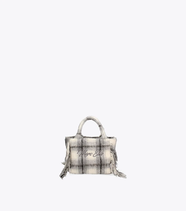 Casual Fabric Tote Bag with Wool Handles and Adjustable Shoulder Strap for Women
