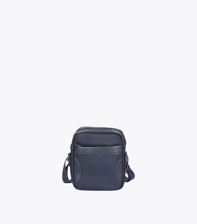 Vintage Fabric Shoulder Bag for Men with Vegan Leather Details for Daily Use
