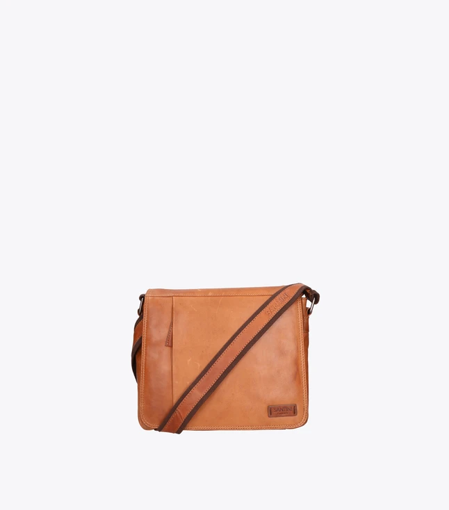 Vintage Leather Briefcase for Men with Double Zip Opening and Handles
