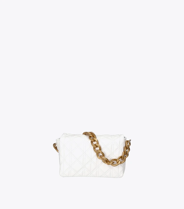 Elegant Leather Shoulder Bag for Women in Quilted Sauvage Leather with Chain Handle
