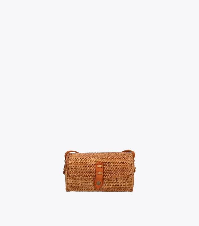 Vintage Rattan Leather Closure Shoulder Bag for Women, Casual Day Use
