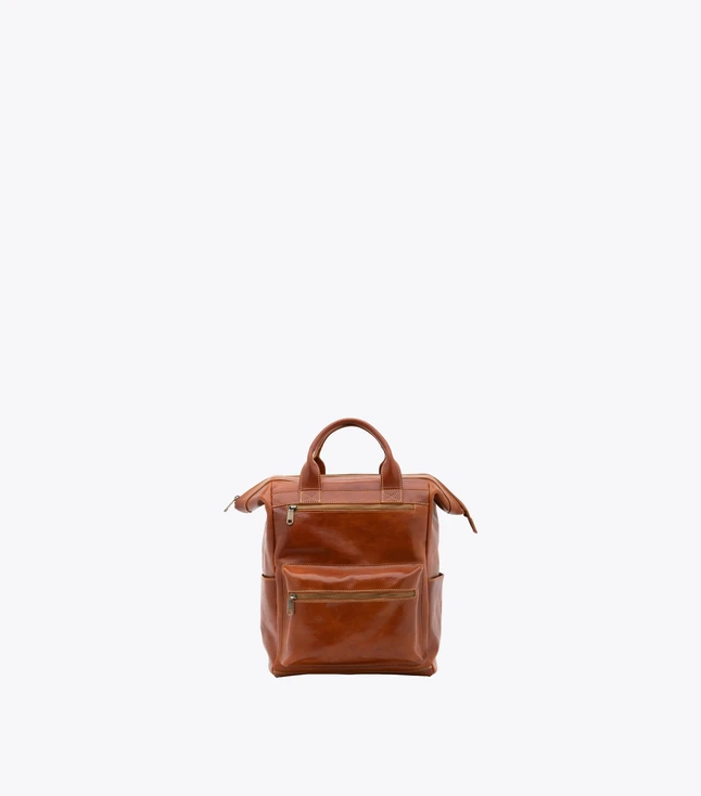 Vintage Leather Shoulder Bag for Women with Zip Closure and Internal Pockets
