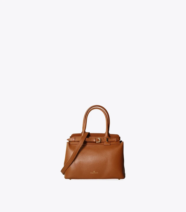 Stylish Italian Leather Shoulder Bag for Women with Magnetic Button Closure and Removable Strap

