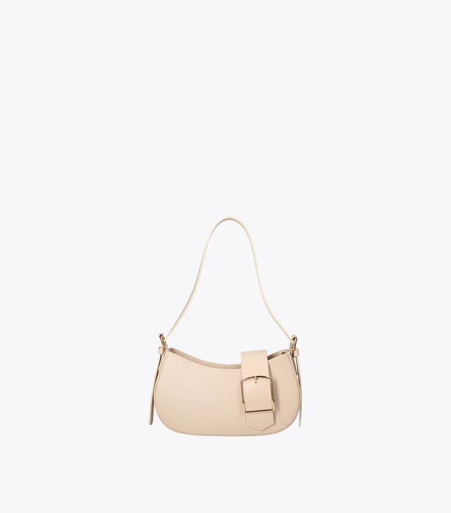 Elegant Leather Shoulder Bag for Women with Twist Lock Closure and Inner Zipped Pockets
