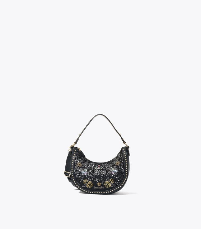 Stylish Canvas Crossbody Bag for Women with Chain Strap and Embellishments
