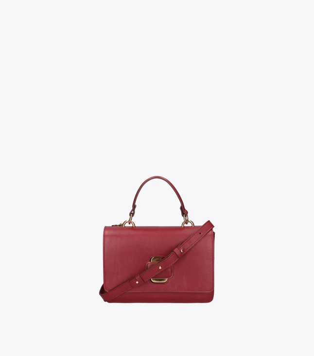 Vintage Leather Crossbody Bag for Women with Dual-Compartment Design and Removable Shoulder Strap
