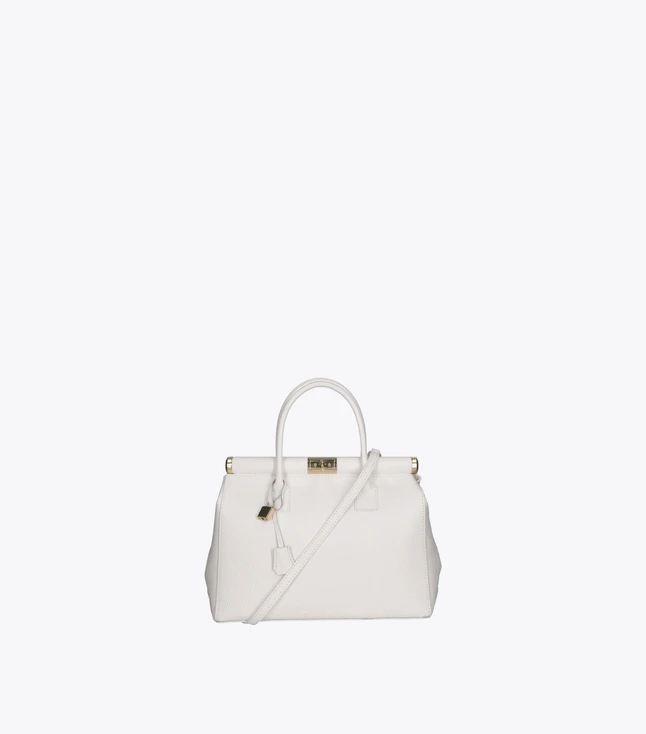 Elegant Leather Handbag with Double Compartments and Removable Shoulder Strap for Women
