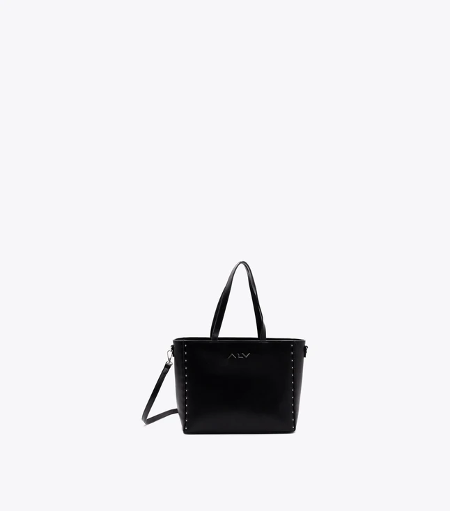 Leather Chic Mini Tote Bag with Shoulder Strap And Studded Edges for Daily Use