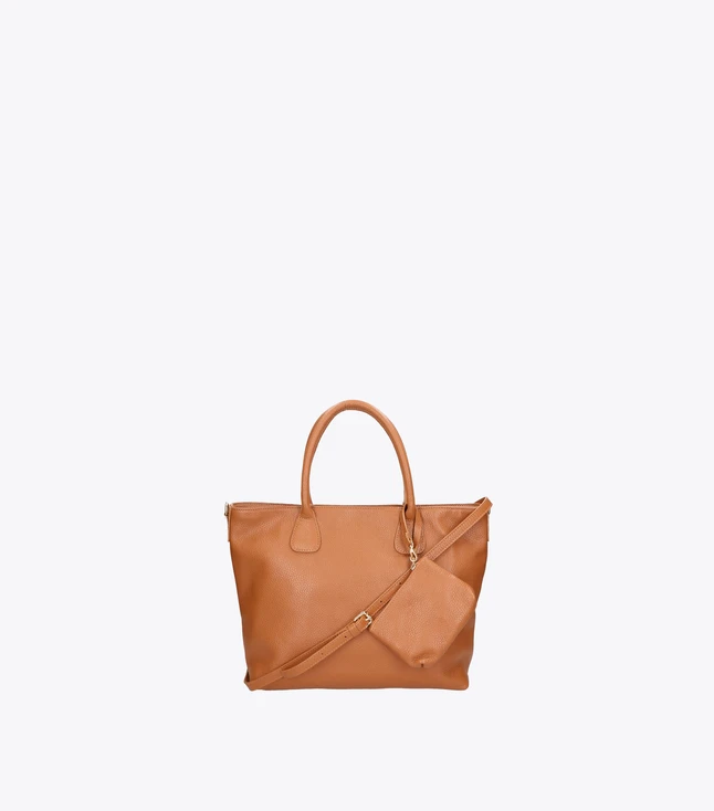 Stylish Italian Leather Shoulder Bag for Women with Detachable Pouch - Italian Artisan Product
