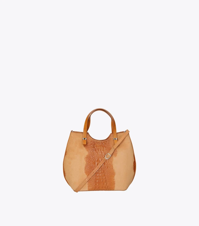 Elegant Leather Tote Bag for Women with Double Handles and Back Zip Pocket
