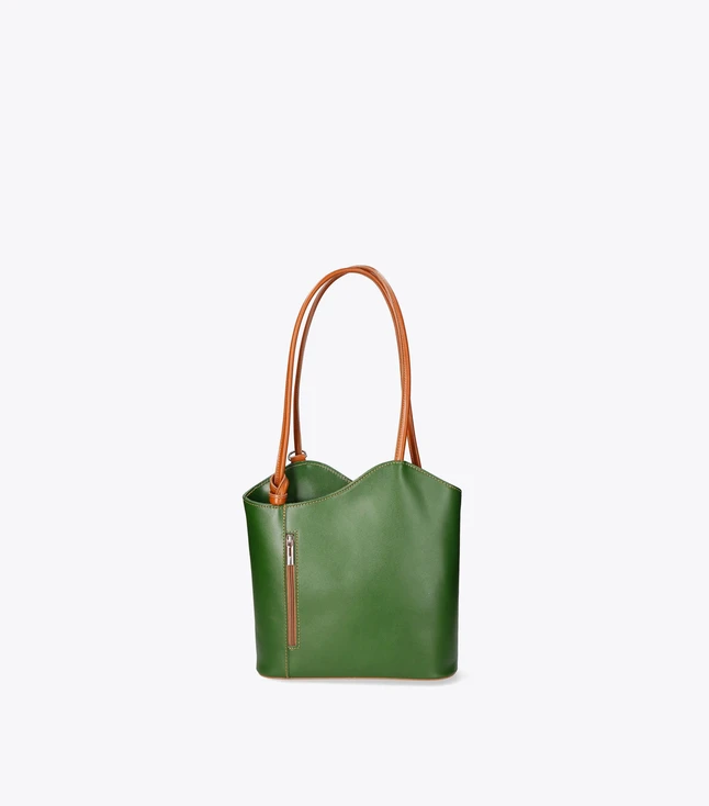 Elegant Leather Women's Shoulder Bag Convertible into Backpack for Daily Use
