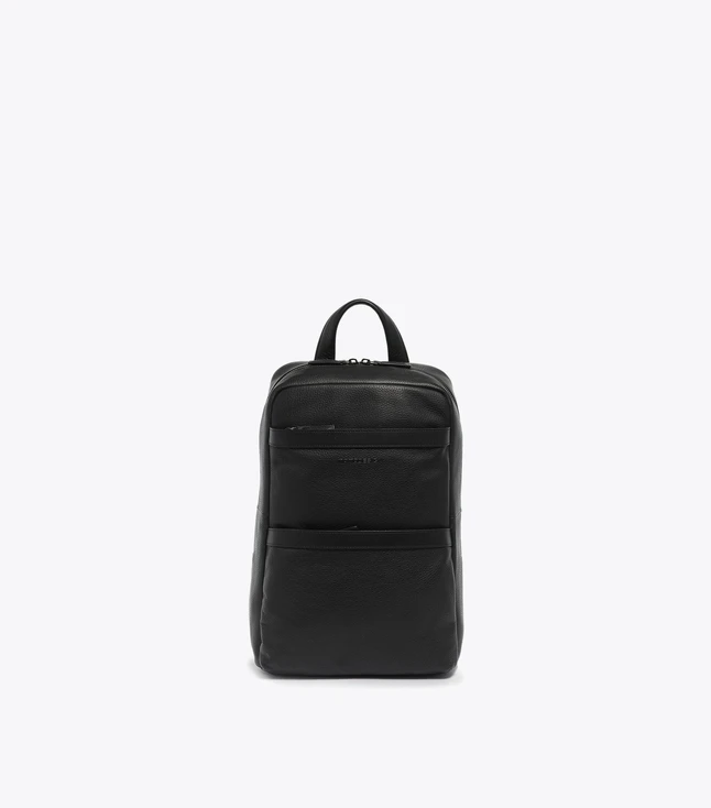 Stylish Italian Leather Backpack for Men with Multiple Zippered Pockets and Inner Compartments
