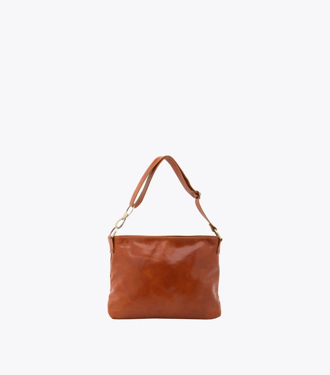 Minimalist Leather Shoulder Bag for Women with Internal Pockets and Adjustable Handle
