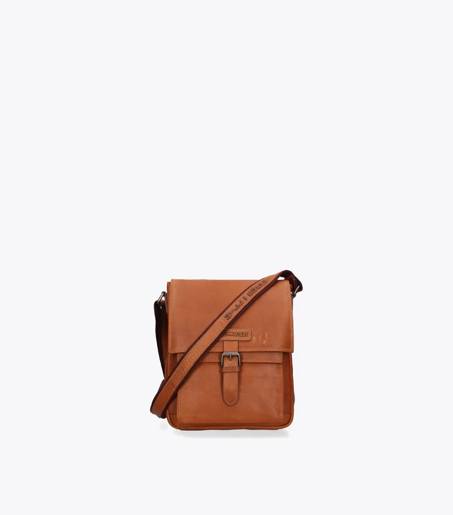 Vintage Leather Crossbody Bag for Men with Zipper and External Pockets for Daily Use
