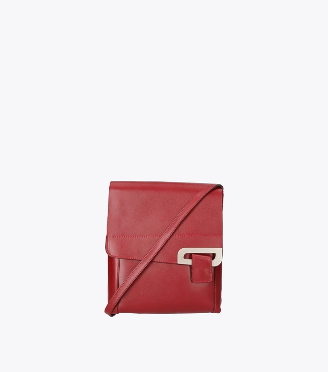 Vintage Leather Crossbody Bag for Women with Double Compartments and Adjustable Strap
