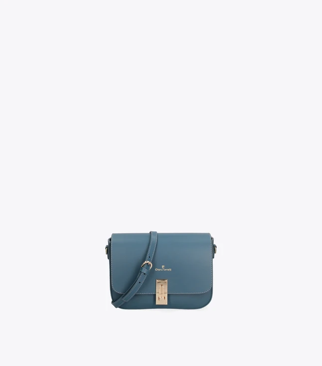 Elegant Leather Shoulder Bag for Women with Twist Lock Closure and Inner Pockets
