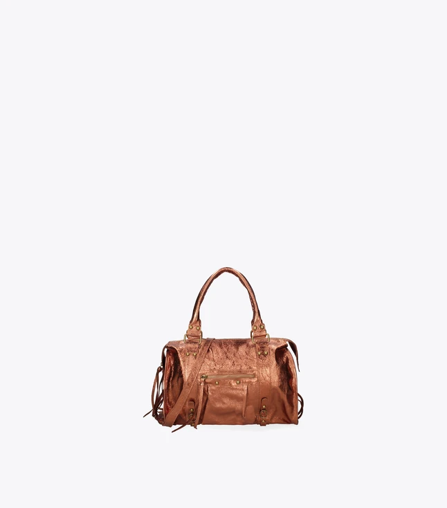 Vintage Leather Handbag for Women with Zipper Closure and Adjustable Shoulder Strap
