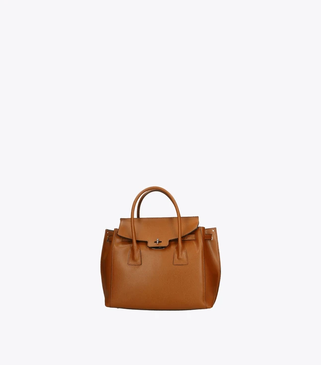 Vintage Leather Handbag for Women with Swing Closure and Removable Shoulder Strap
