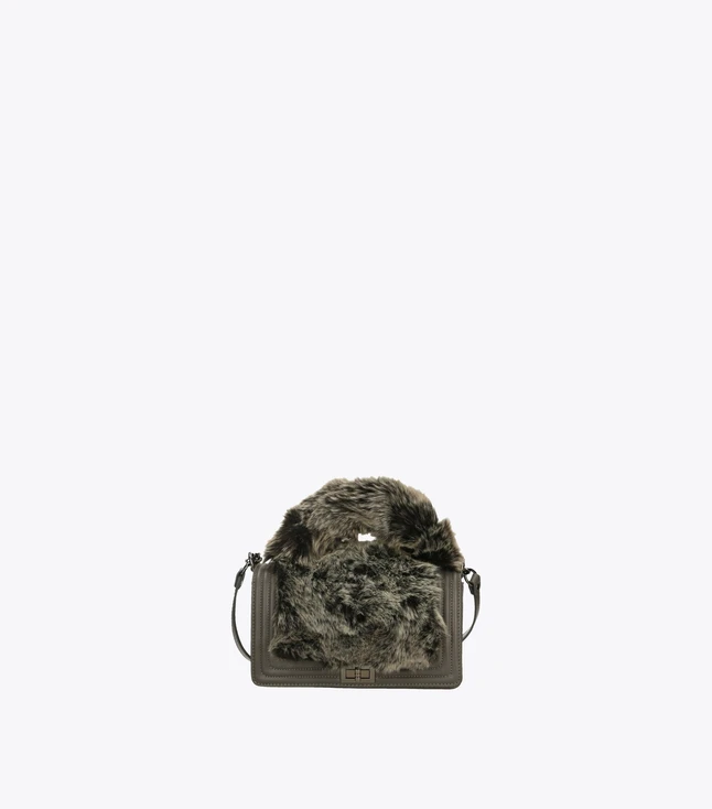 Minimalist Fabric Crossbody Bag for Women with Twist Lock Closure and Chain Shoulder Strap
