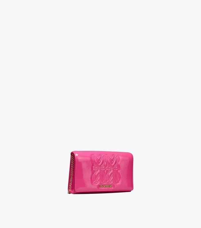Elegant Leather Clutch for Women with Gold Details and Front Logo
