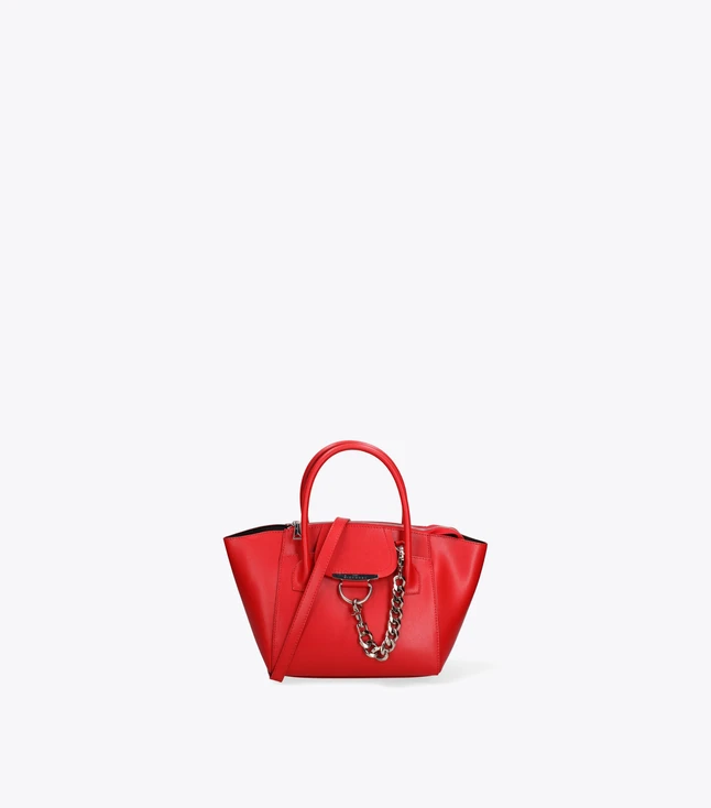 Leather Satchel Bag with Chain Accent And Top Handle for Everyday Use