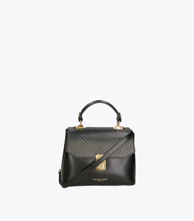 Stylish Italian Leather Handbag with Top Handle and Removable Shoulder Strap for Women
