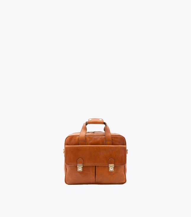 Vintage Leather Business Bag for Men with Handle and Adjustable Shoulder Strap
