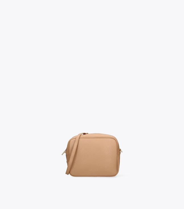Minimalist Leather Crossbody Bag for Women with Zip Closure and Interior Pockets
