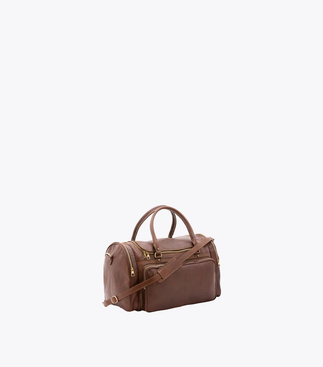 Vintage Leather Briefcase for Women with Multiple Pockets and Adjustable Strap

