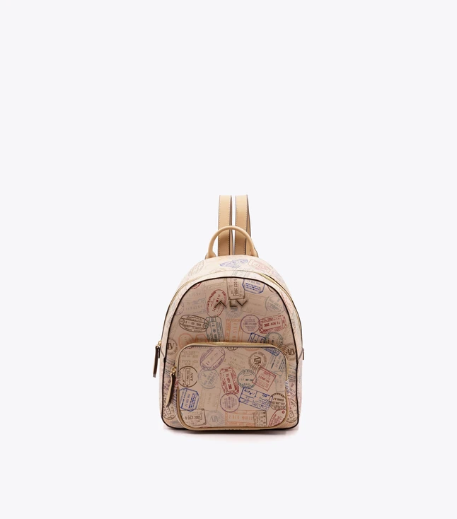 Casual Canvas Stamp Print Backpack for Daily Use And Travel