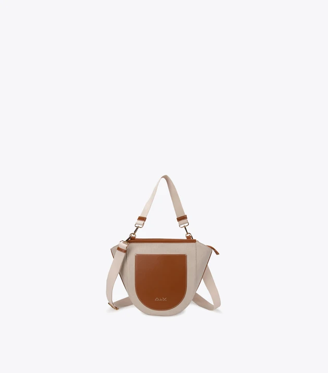 Casual Canvas And Leather Crossbody Bag for Daily Use with Front Pocket