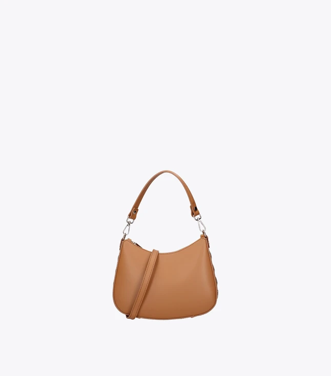 Stylish Italian Leather Shoulder Bag with Zipper Closure for Women
