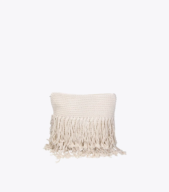 Boho Handwoven Cotton Shoulder Bag with Fringes for Women
